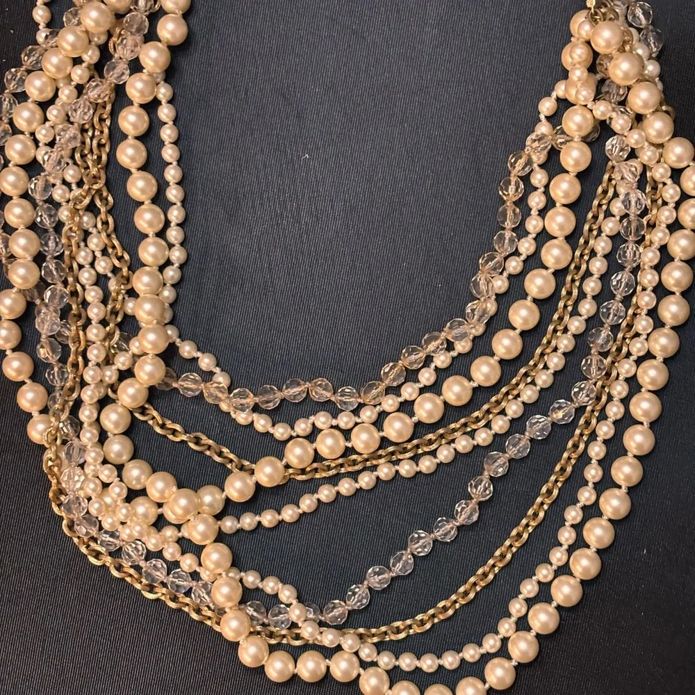 Elegant Multi-Strand Pearl and Gold Necklace - Picture 11 of 13